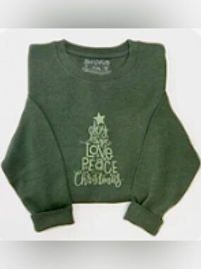 Love in Faith Joy Hope Love Peace Christmas Sweatshirt in Heather Forest, 2XL
